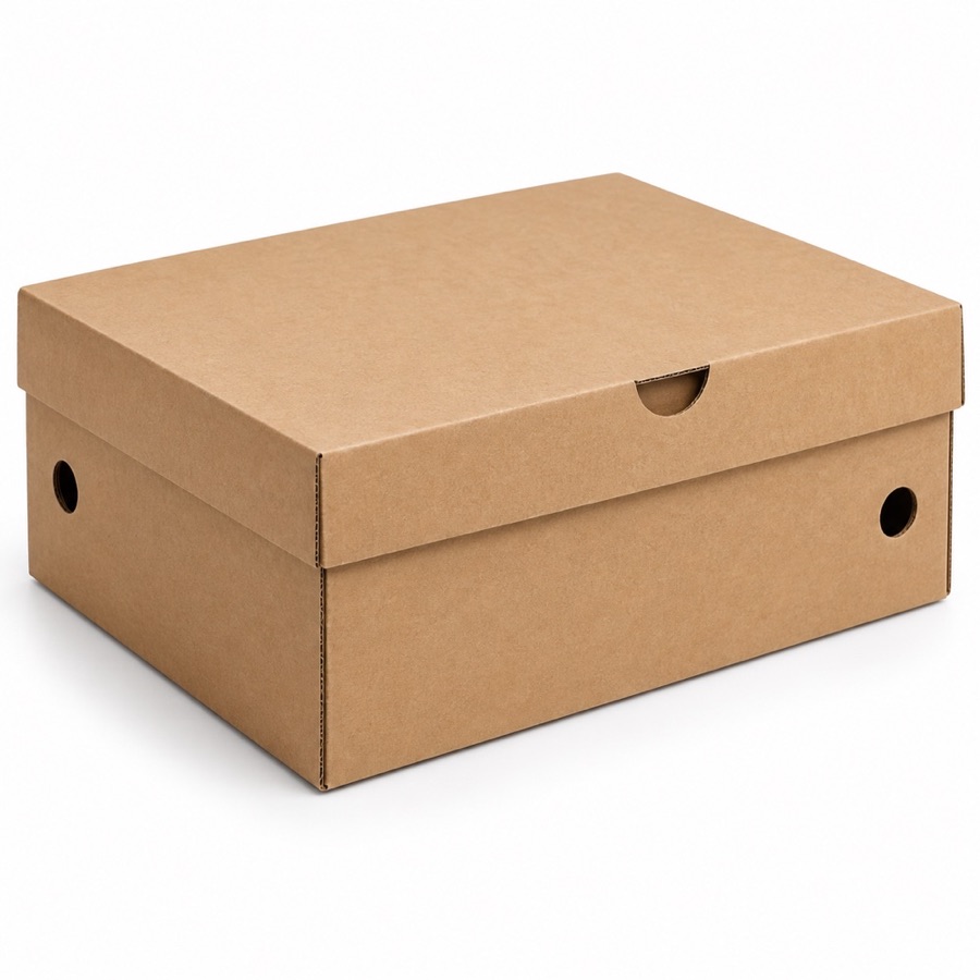 Recycled Kraft Corrugated Shoe & Boot Shipping Box with Vent Holes
