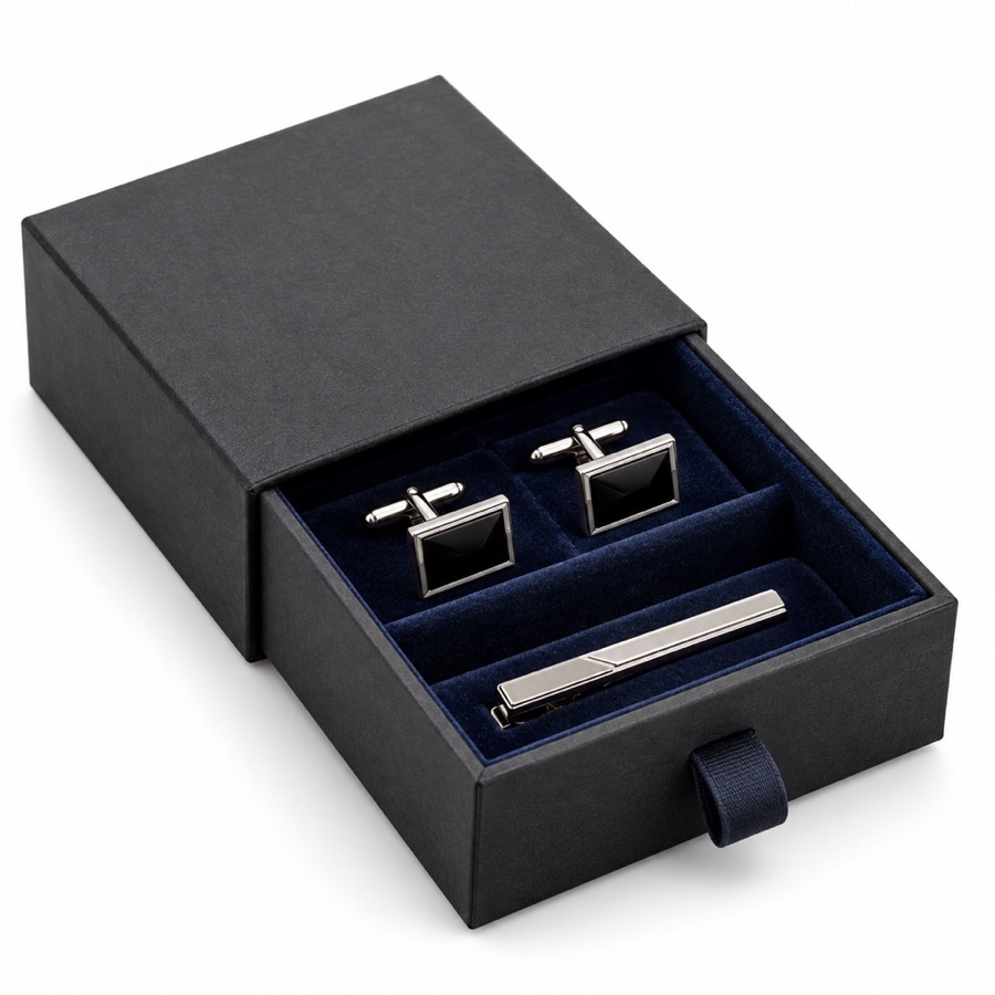 Velvet Lined Sliding Drawer Box for Luxury Cufflinks & Accessories
