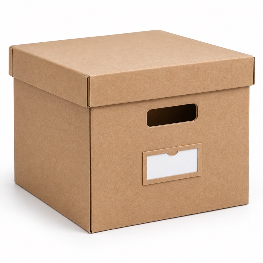 Sustainable Foldable Kraft Storage Organizer Box with Label Slot