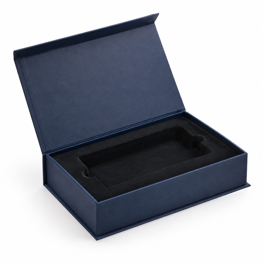 Book-Shaped Rigid Cardboard Magnetic Gift Box with Foam Velvet Insert