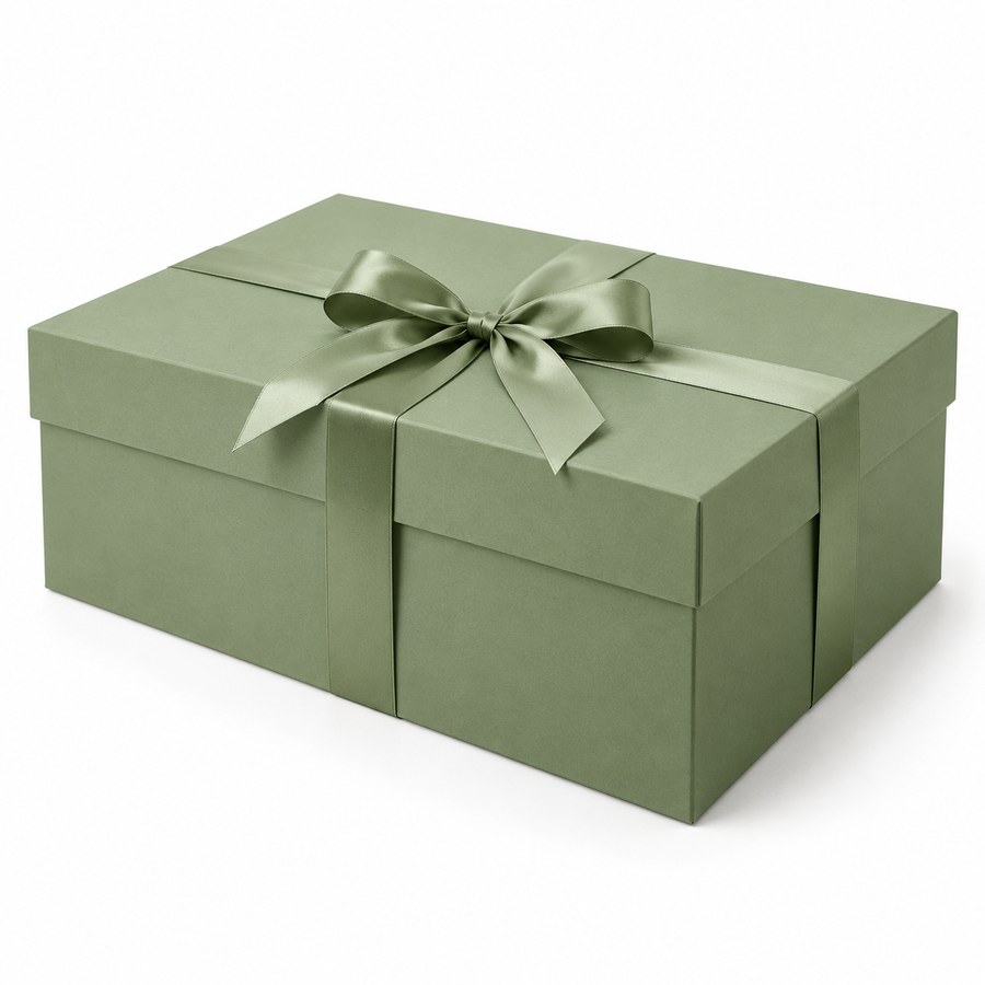 Rigid Lid-and-Base Shoe & Garment Gift Box with Satin Ribbon