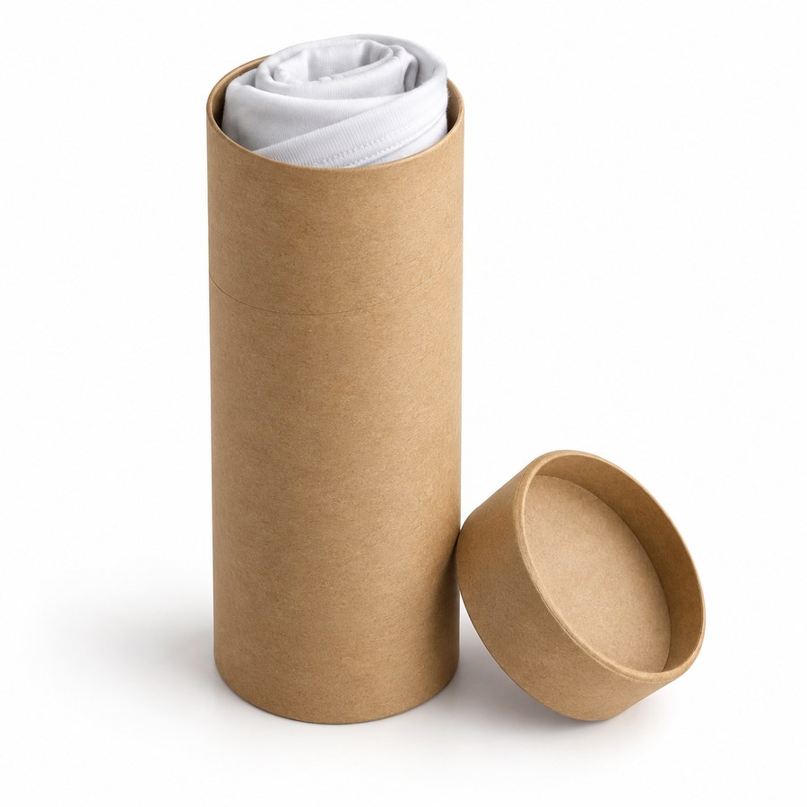 Custom Kraft Paper Tube for T-Shirt & Apparel Roll Packaging