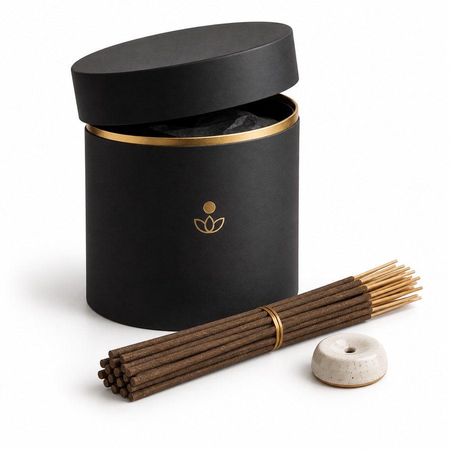 Matte Black Cylinder Gift Box for Incense & Aromatherapy
